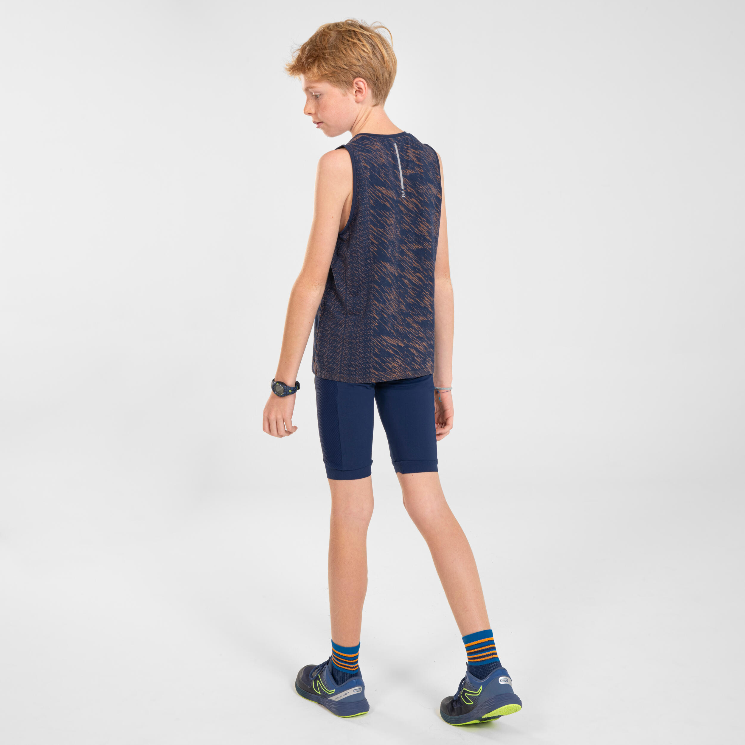 KIPRUN CARE kids' seamless running tank top - navy/orange 11/11