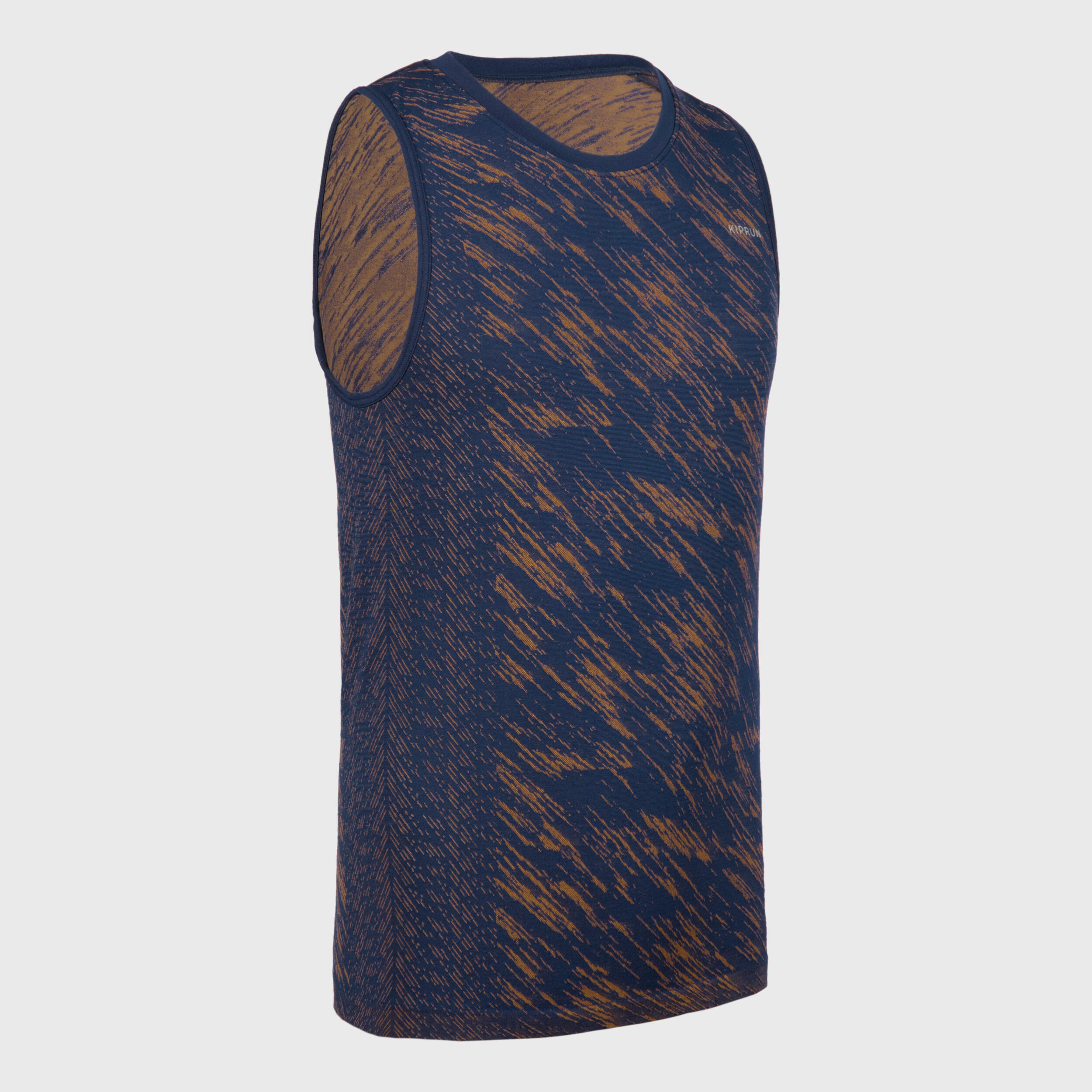 Top de alças de atletismo sem costuras Criança- KIPRUN CARE azul laranja