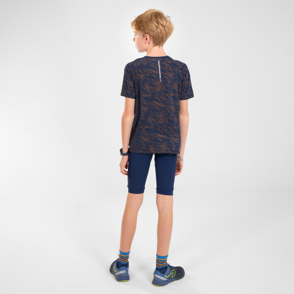 Kids' KIPRUN dry+ running shorts - navy blue and green