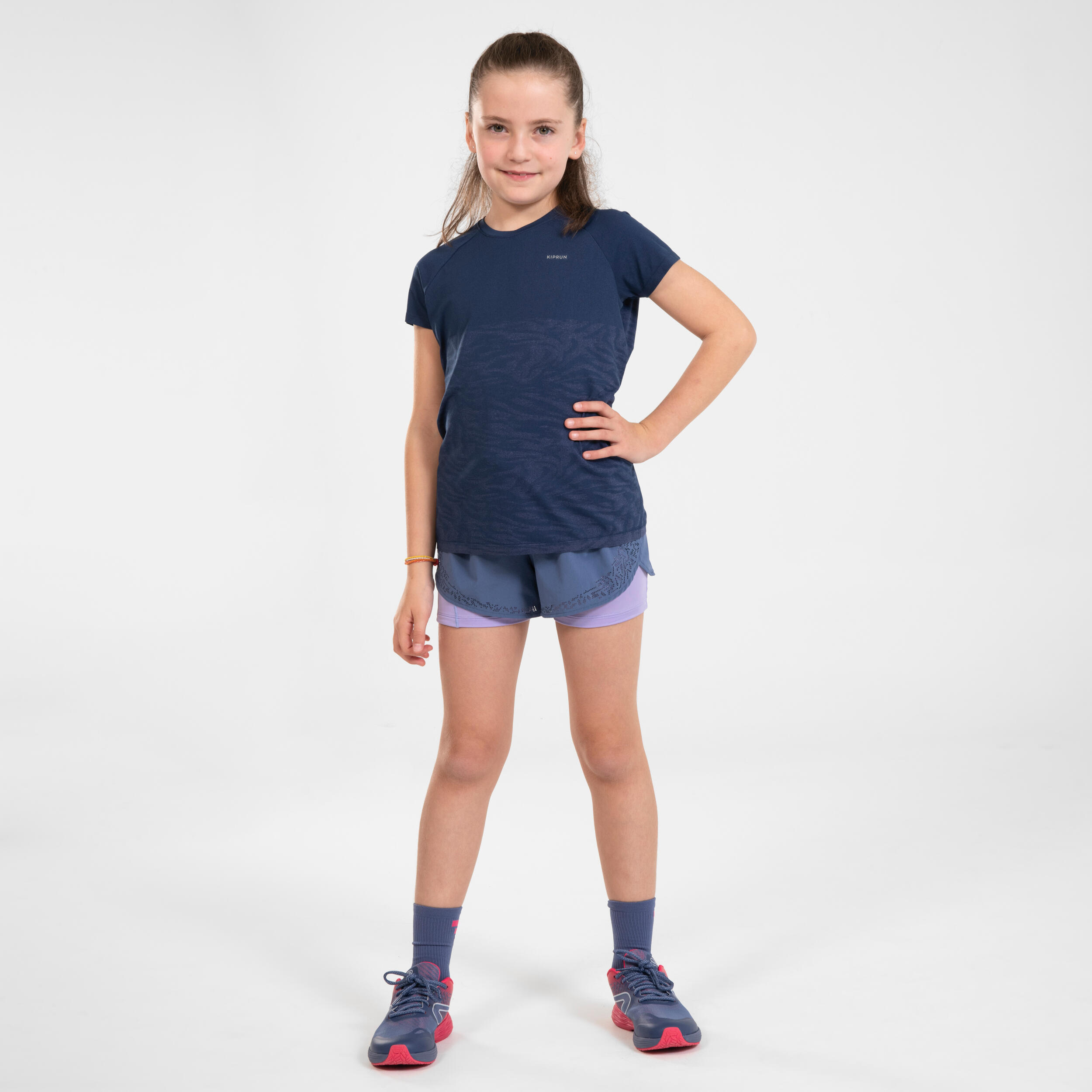  KIPRUN CARE Girls' Seamless Running T-shirt - Navy 8/10