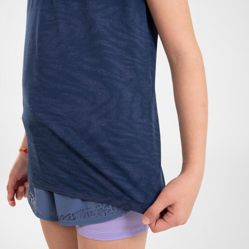 Naadloos hardloopshirt voor meisjes CARE marineblauw