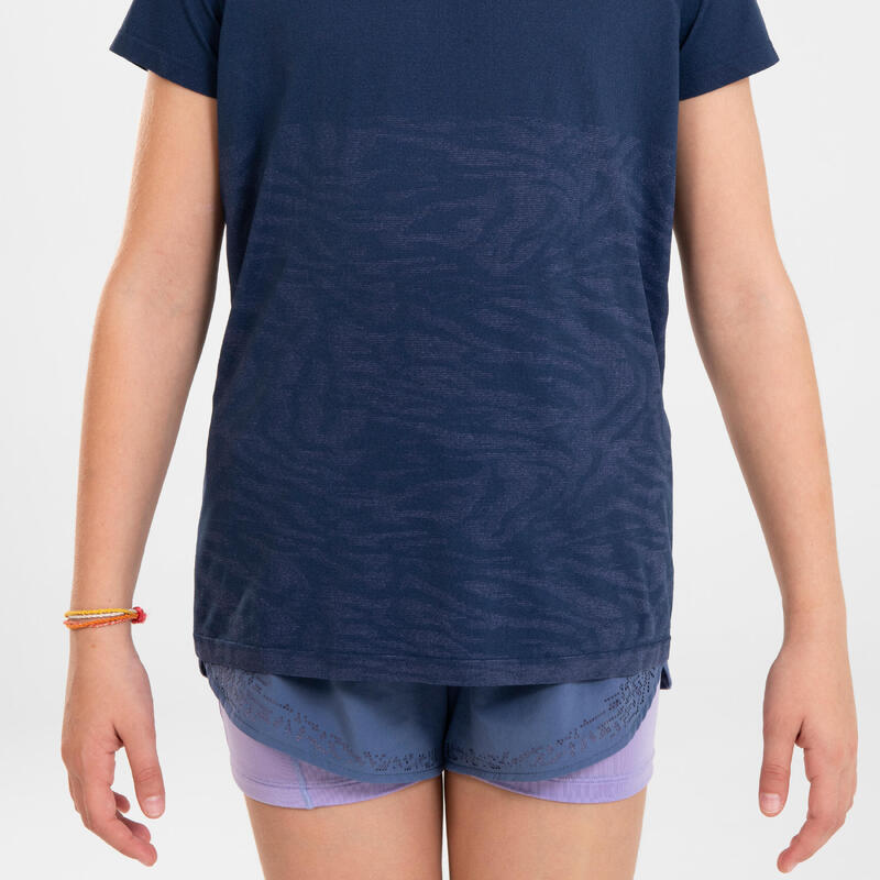 Camiseta running sin costuras Niña - KIPRUN CARE azul marino
