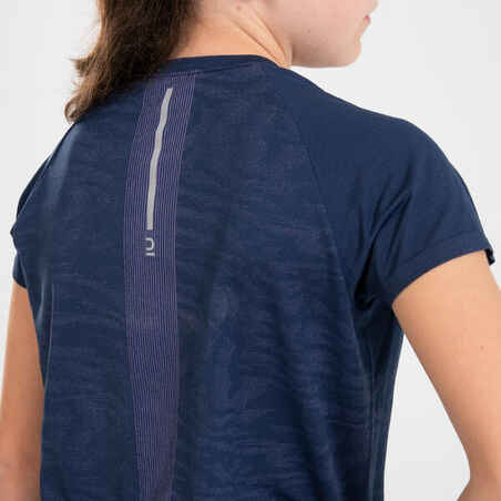  KIPRUN CARE Girls' Seamless Running T-shirt - Navy