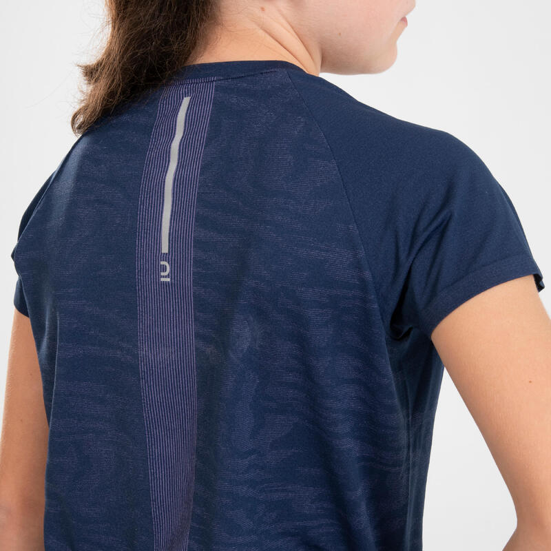 Camiseta running sin costuras Niña - KIPRUN CARE azul marino