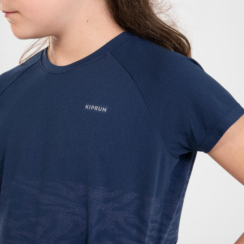 T-Shirt de corrida sem costuras Menina - KIPRUN CARE azul marinho