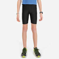 KIDS' BREATHABLE TIGHT SHORTS - KIPRUN DRY - BLACK