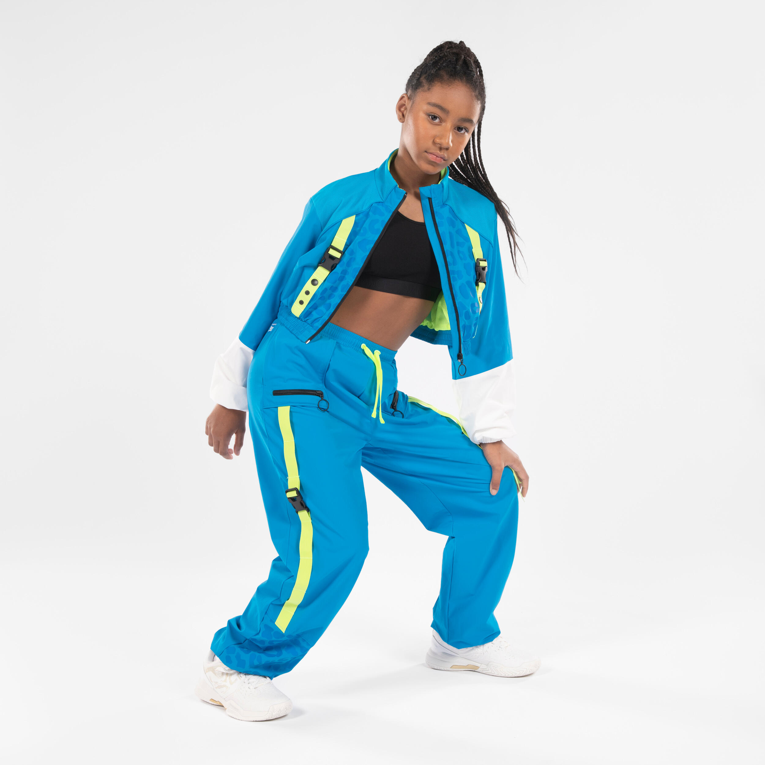 Girls' Commercial/Street Dance Loose-Fit Cropped Jacket Sabrina Lonis - Blue 2/5