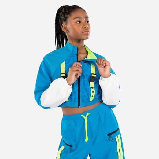 
      Girls' Commercial/Street Dance Loose-Fit Cropped Jacket Sabrina Lonis - Blue
  