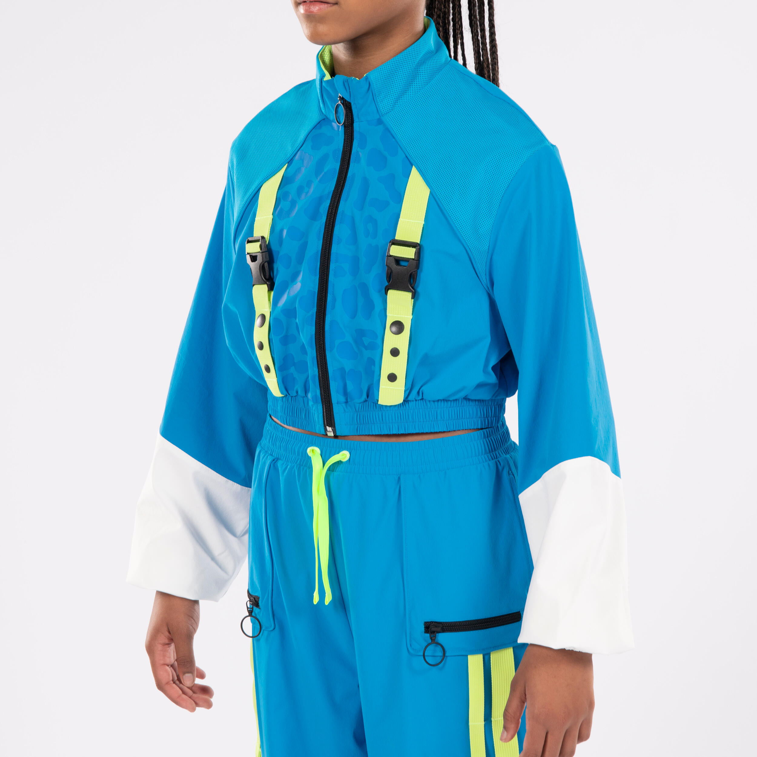 Veste danse street commercial crop loose, Sabrina Lonis - Fille - bleu 3/8