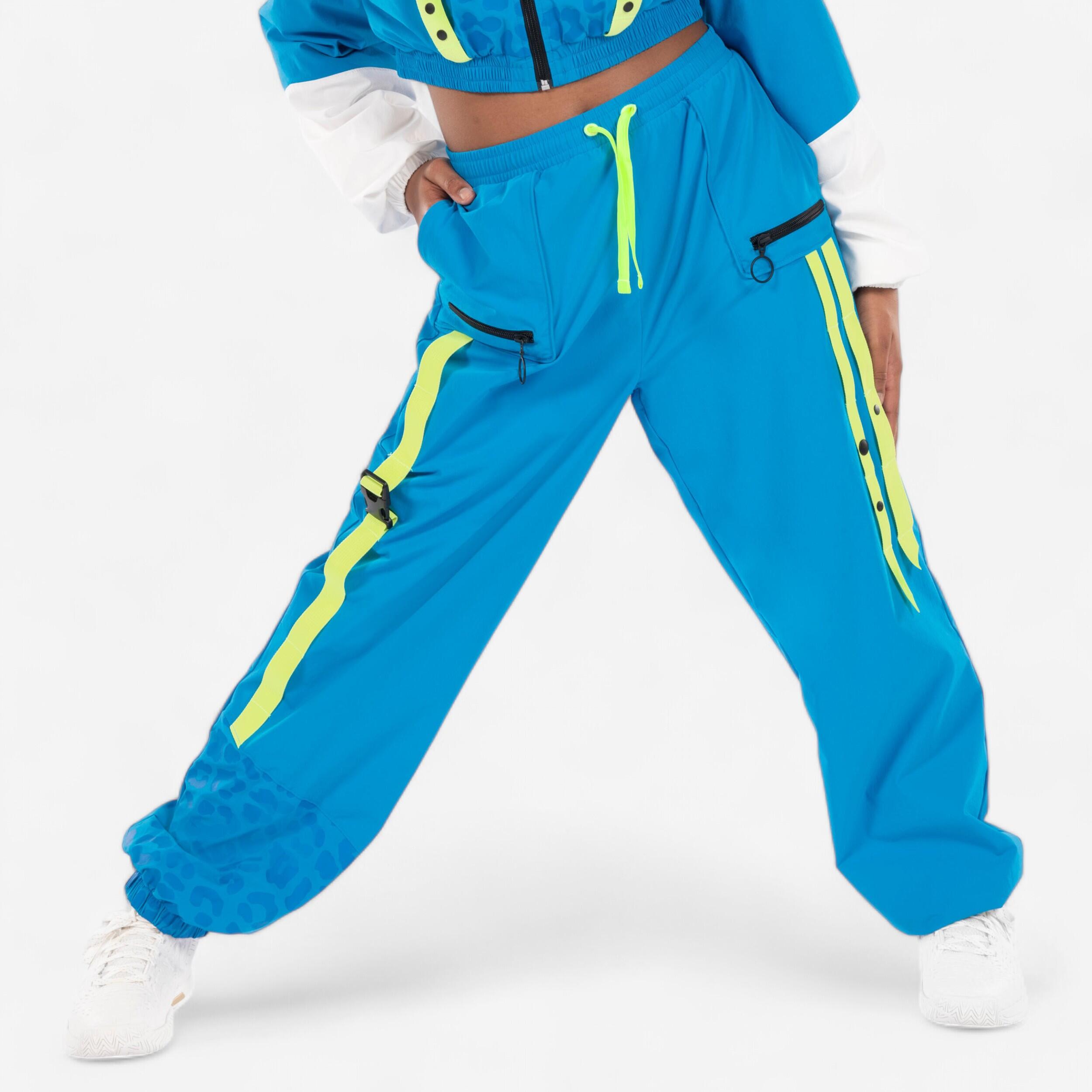 Starever - Pantalon Danse Street Commercial Loose, Sabrina Lonis - Fille - Bleu - Pantalons - Danse / Gymnastique - Bleu-jaune-vert - 12 À 14 Ans - Decathlon