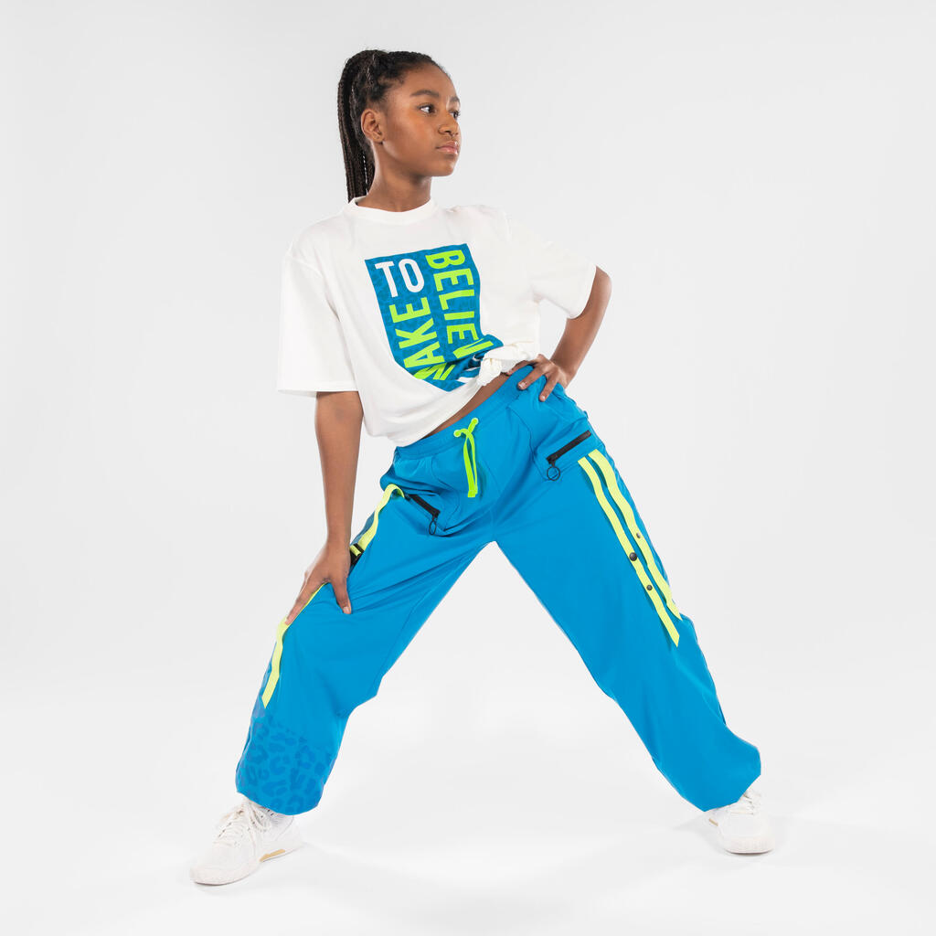 Girls' Oversized Modern Dance/Jazz T-Shirt Sabrina Lonis - White