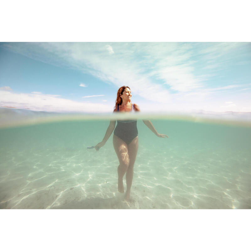 Bañador Mujer natación moldeador negro azul grisáceo