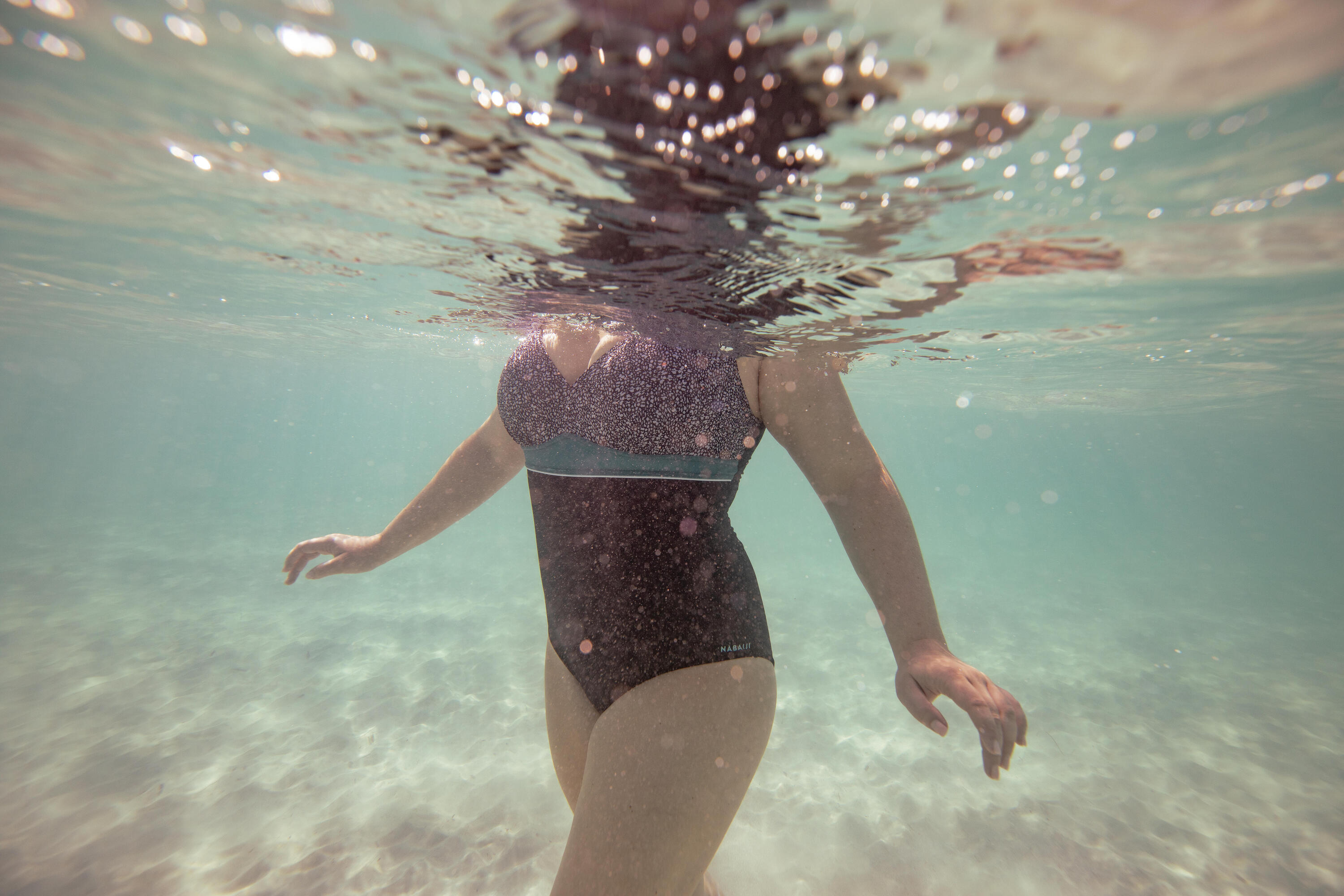 Bañador Mujer Reductor Natación Negro Azul Grisáceo 15/18