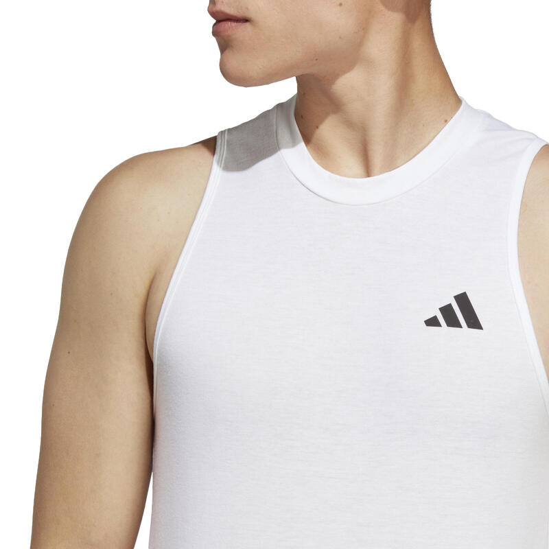 Camiseta Sin Mangas Fitness Cardio adidas Hombre Blanco