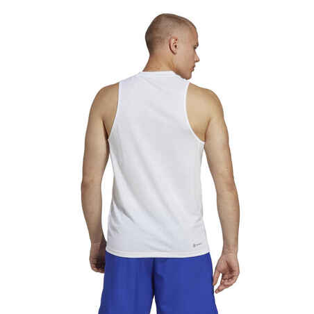 Kardiotreniruočių ir kūno rengybos berankoviai marškinėliai, balti