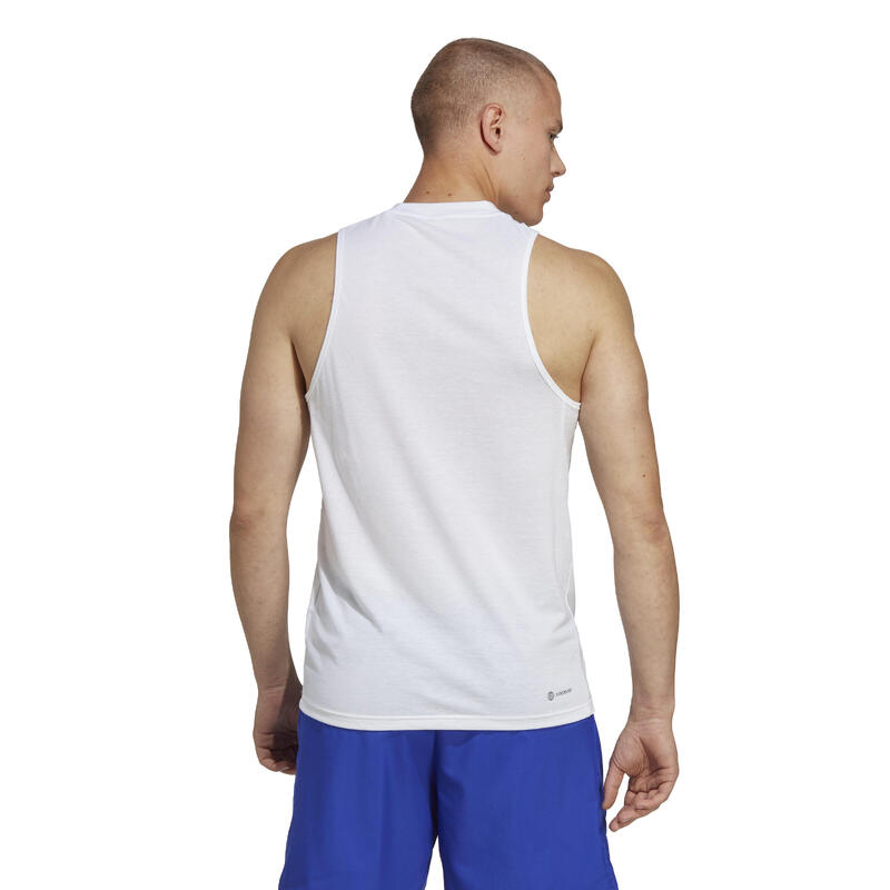 Camiseta Sin Mangas Fitness Cardio adidas Hombre Blanco