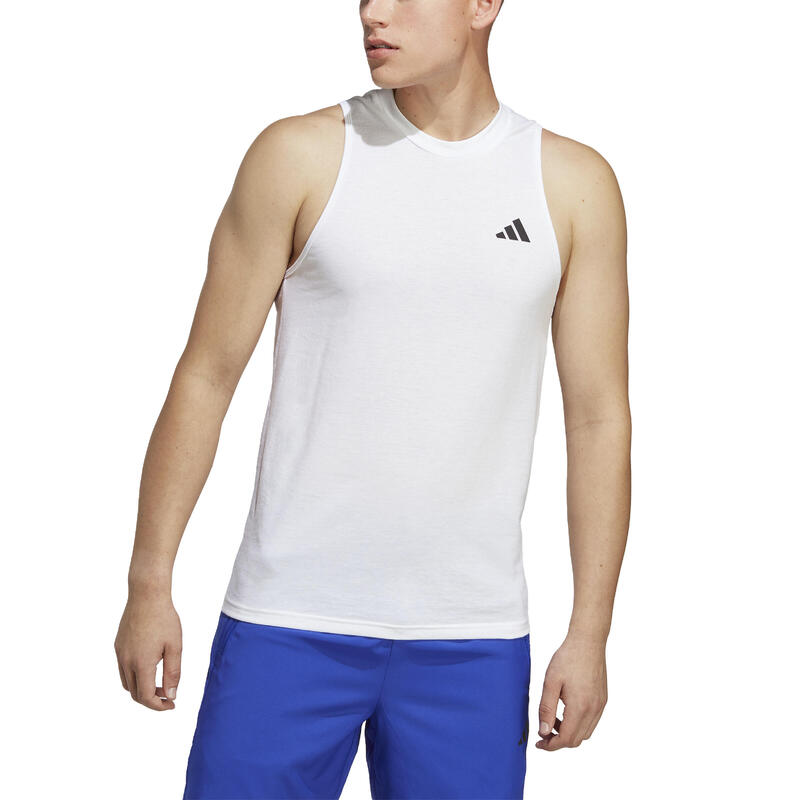 Camiseta Sin Mangas Fitness Cardio adidas Hombre Blanco
