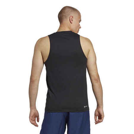 Vyriški kardiotreniruočių ir kūno rengybos berankoviai marškinėliai, juodi
