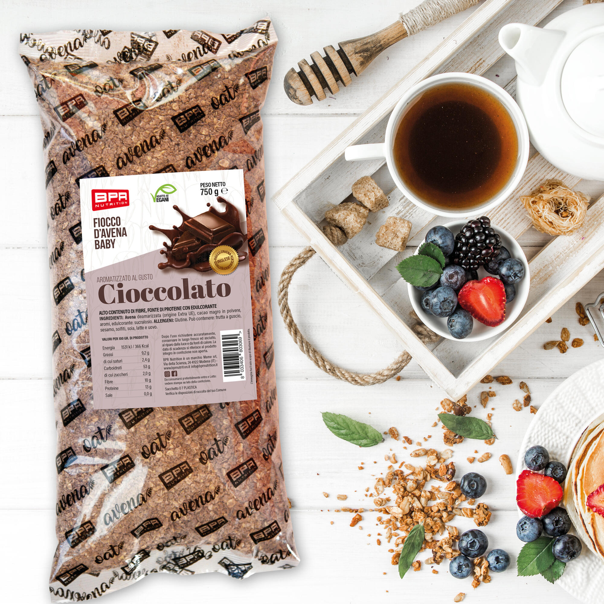 Fiocchi d'Avena Cioccolato 750g BPR Nutrition 2/2
