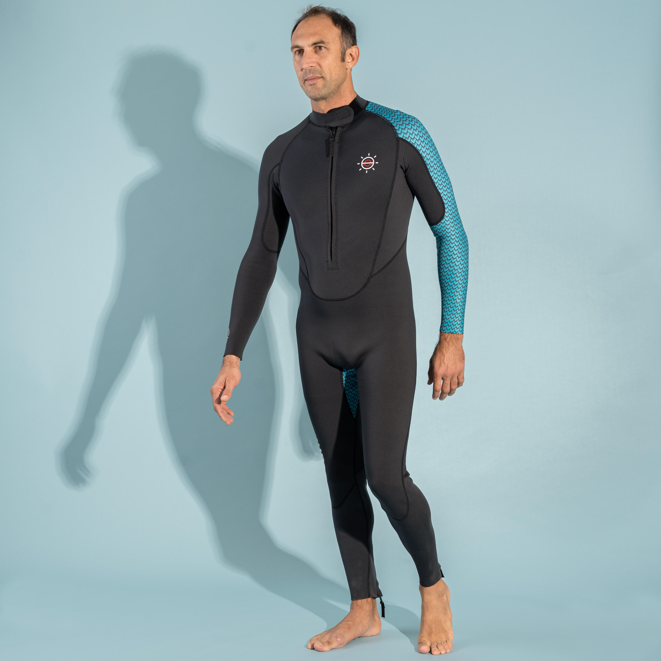 MEN'S 3/2 NEOPRENE RIBBED WETSUIT BLACK