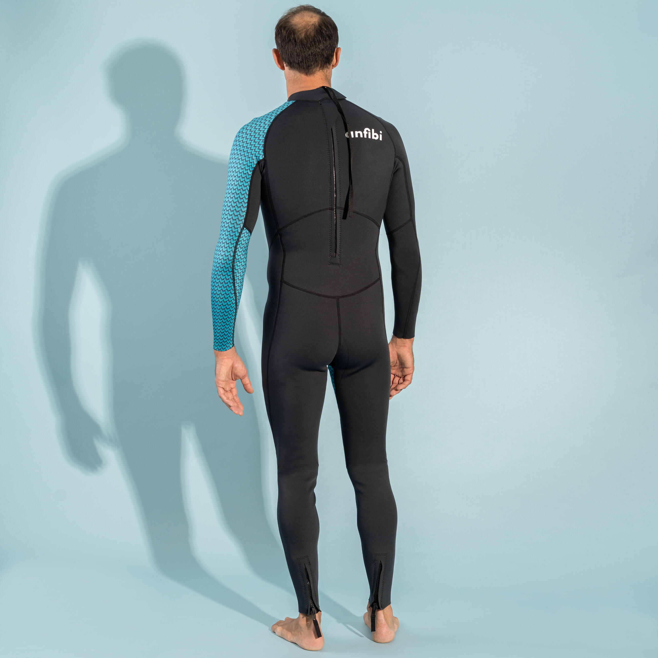 MEN'S 3/2 NEOPRENE RIBBED WETSUIT BLACK