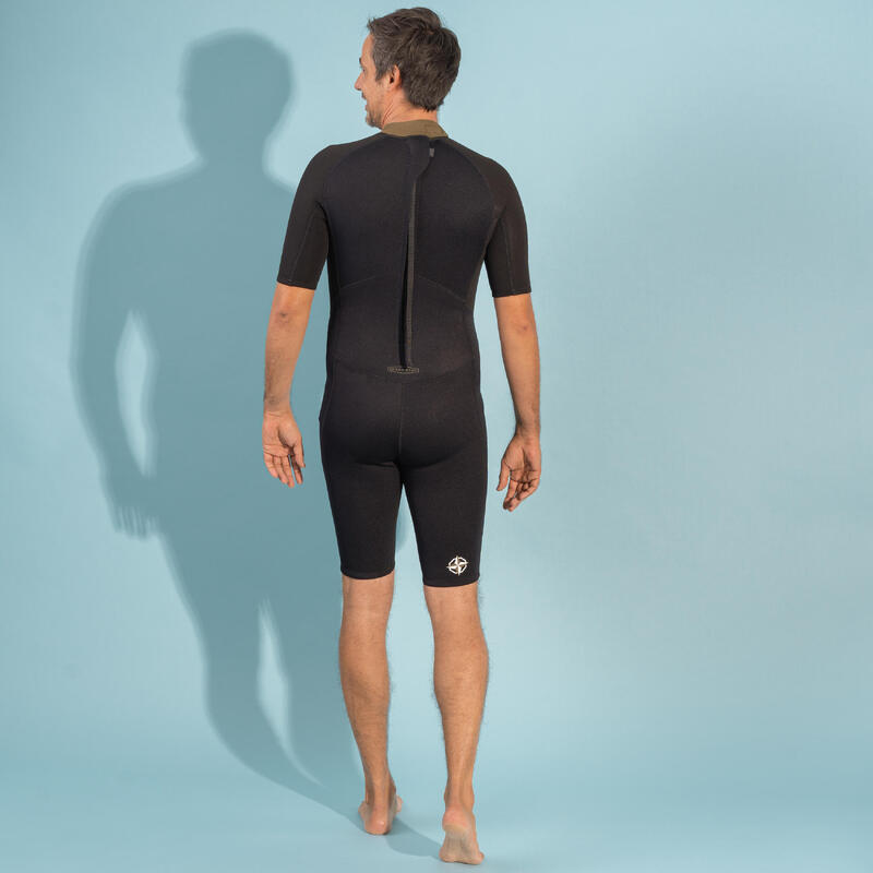 Neopreen shorty voor aqua walking heren 2/2 mm zwart