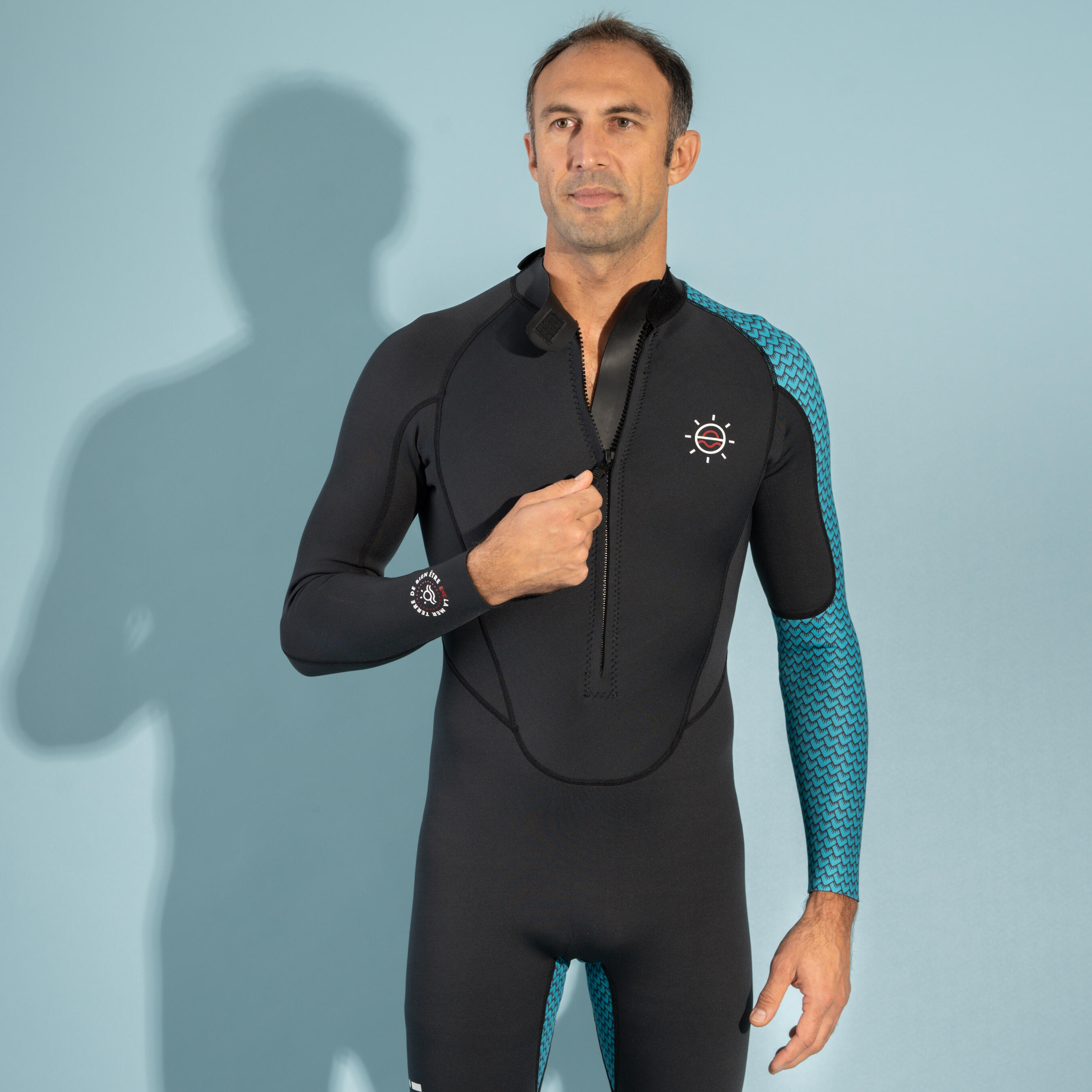 MEN'S 3/2 NEOPRENE RIBBED WETSUIT BLACK