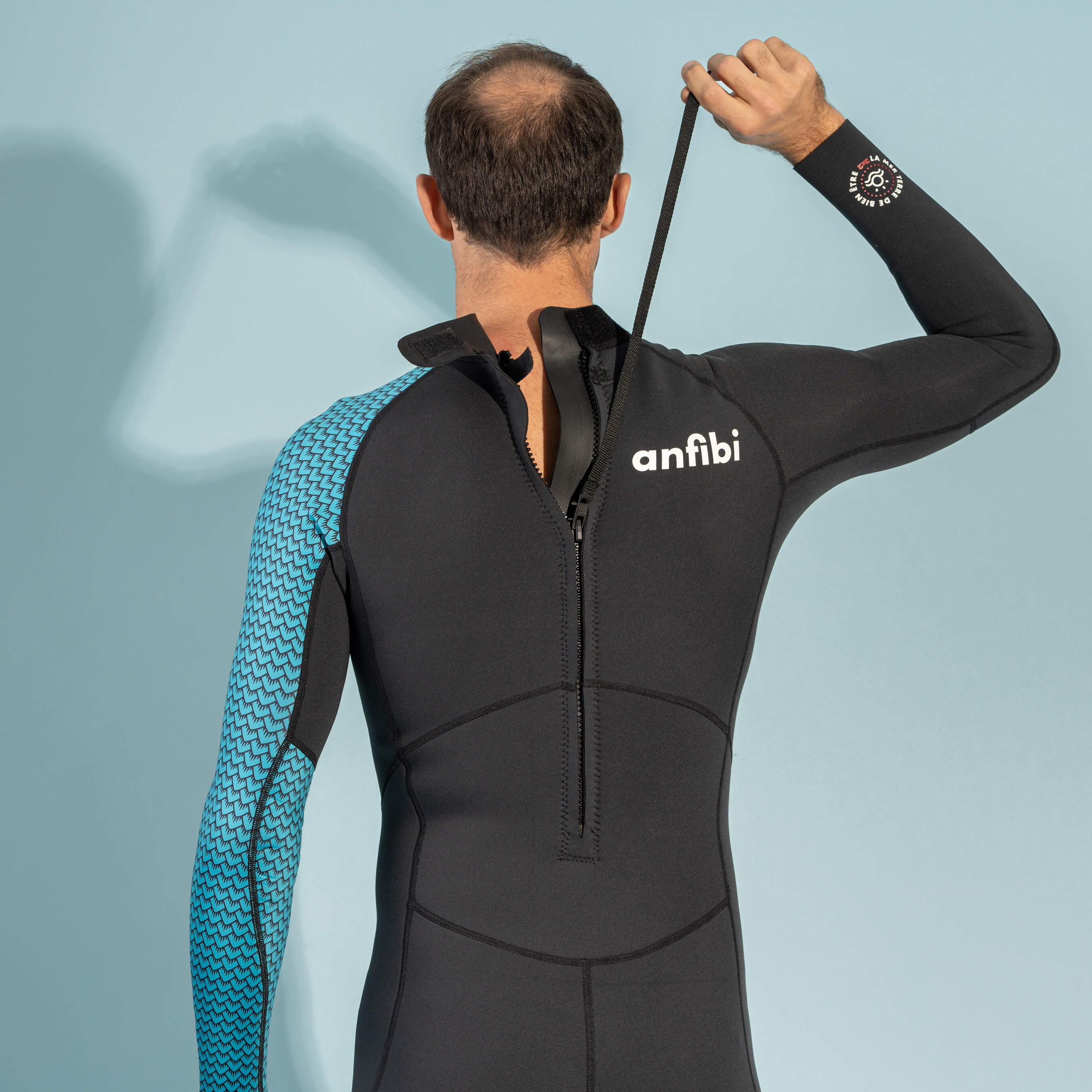 MEN'S 3/2 NEOPRENE RIBBED WETSUIT BLACK