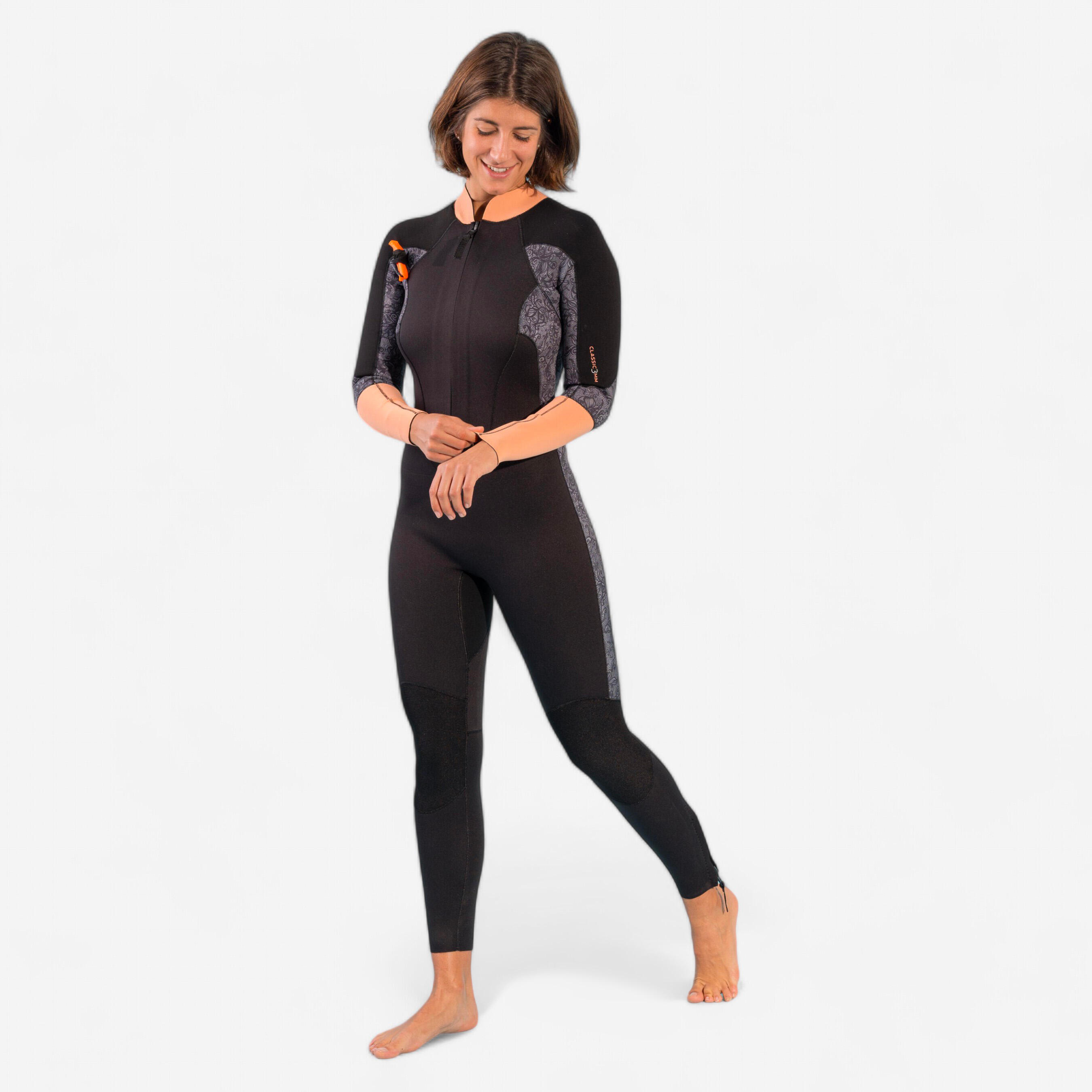 Ocean Step - Combinaison Longe Côte Néoprène 3/2 Femme Noir Corail - Combinaison Néoprène - Natation - Noir-orange - M/xl - Decathlon