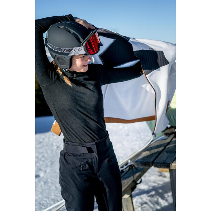 Camisola térmica de ski quente e confortável mulher, 100  preto