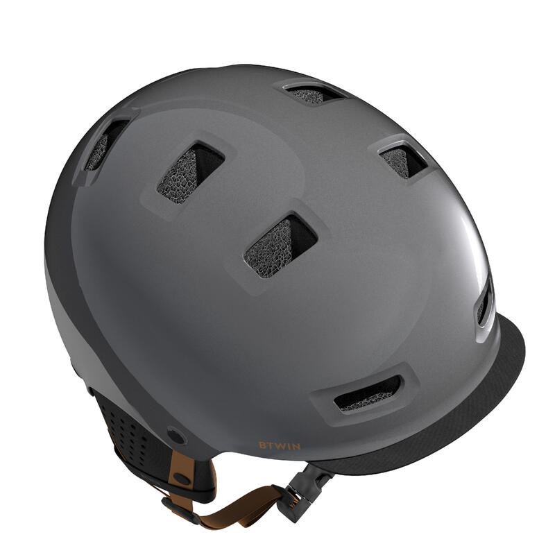 Casco bowl bici città adulto 540 grigio satinato-nero