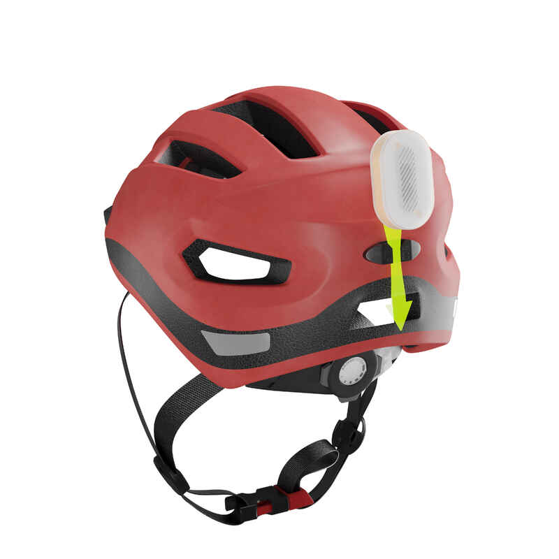 500 City Cycling Helmet Red Decathlon
