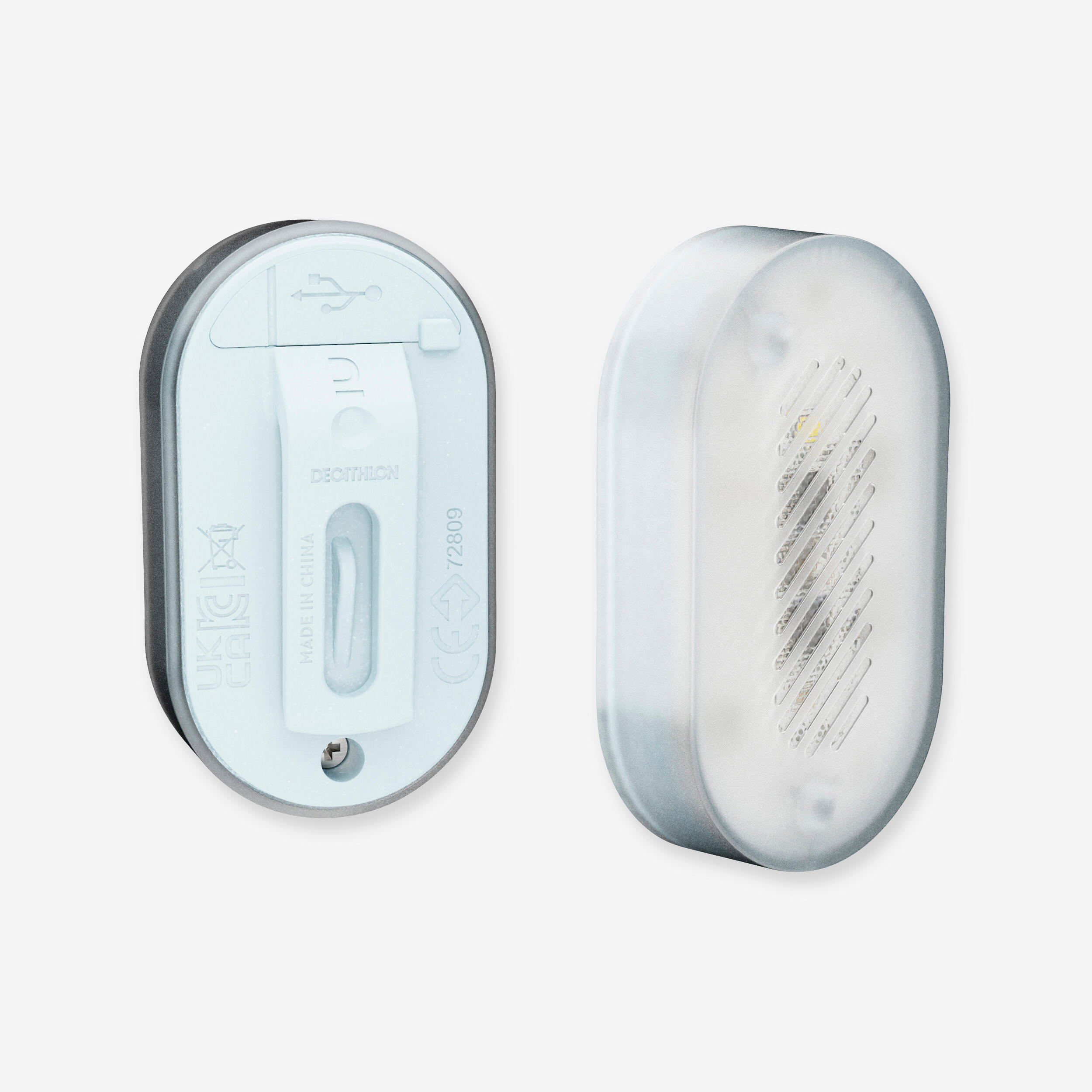 Decathlon | Luce bici SL 510 anteriore-posteriore usb clip azzurra |  Elops