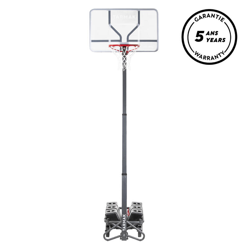 Basketbalpaal B500 Easy Box verstelbaar van 2,40 m tot 3,05 m grijs