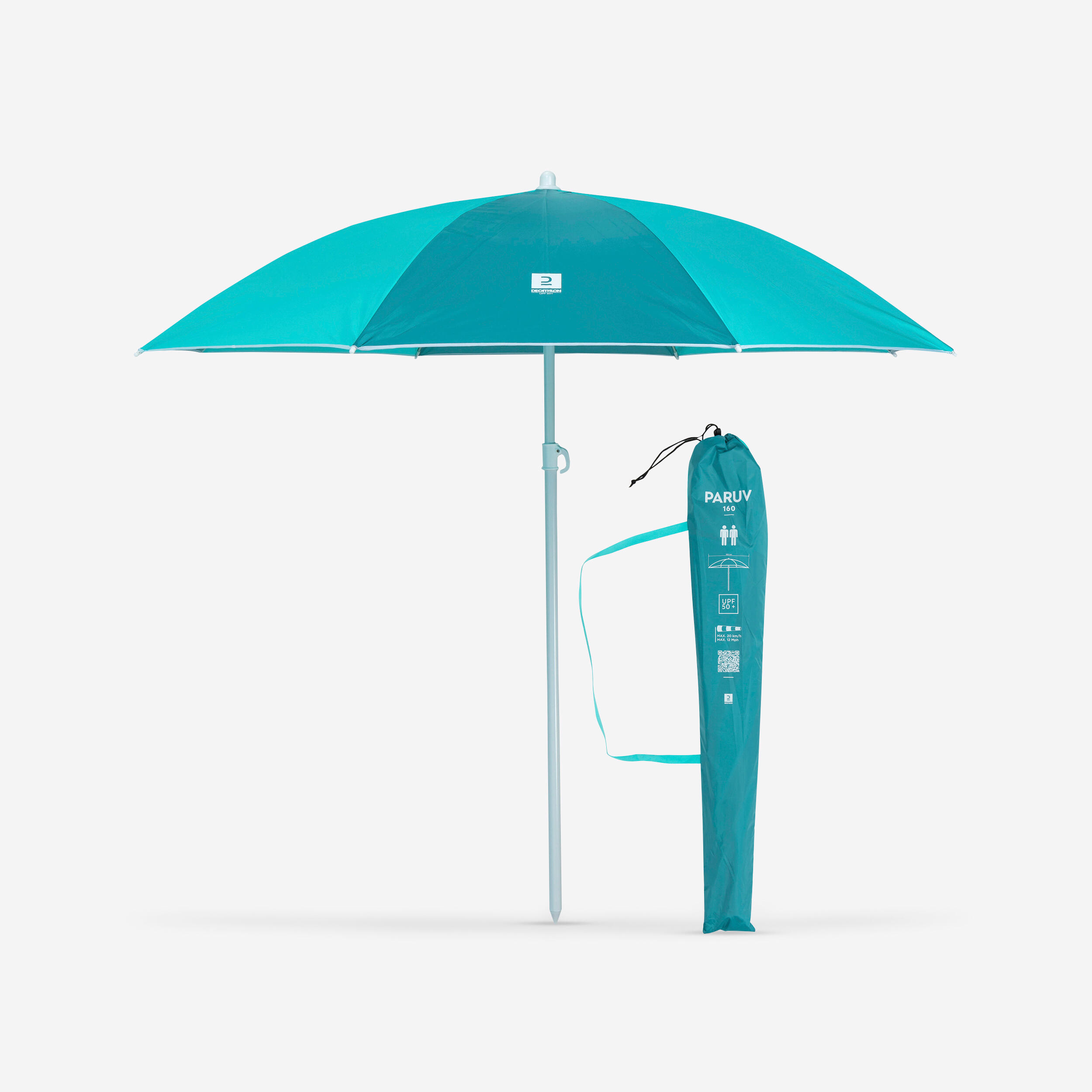 Umbrela De Plaja Paruv 160 Upf 50+ 2 Locuri - Albastru Verde