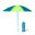 Parasol de plage compact 2 places UPF 50+ - bleu jaune