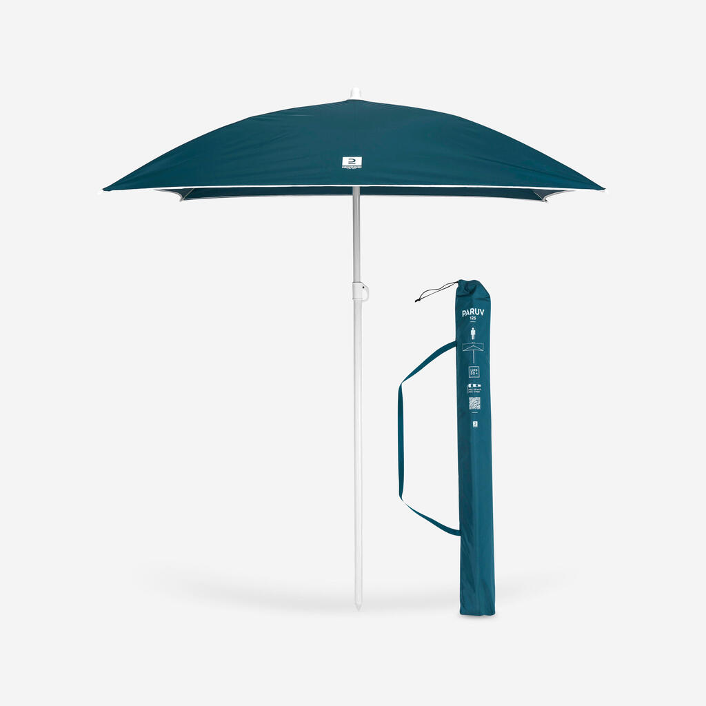 Parasol de playa ecodiseñado con protección UPF 50+ Olaian UV 125 azul