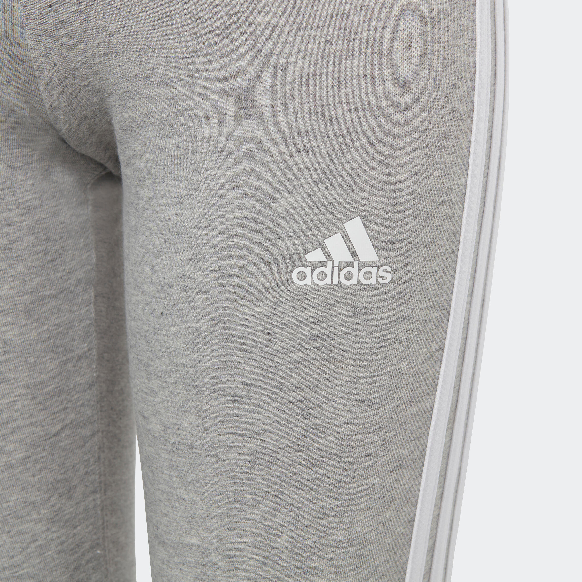 Leggings bambina ginnastica ADIDAS 3 STRISCE misto cotone grigi 3/8