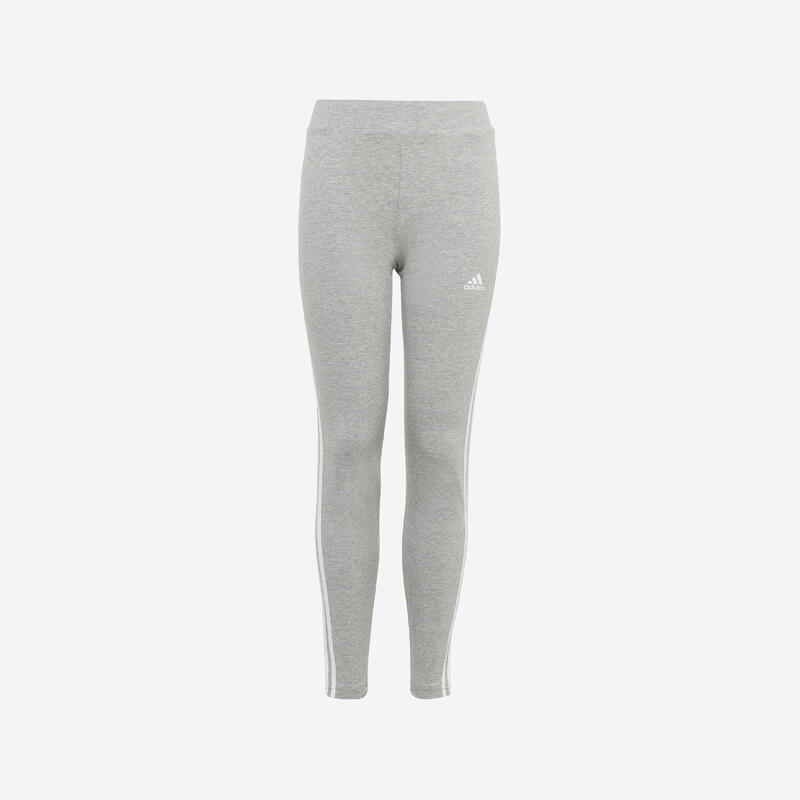 Leggings bambina ginnastica ADIDAS 3 STRISCE misto cotone grigi