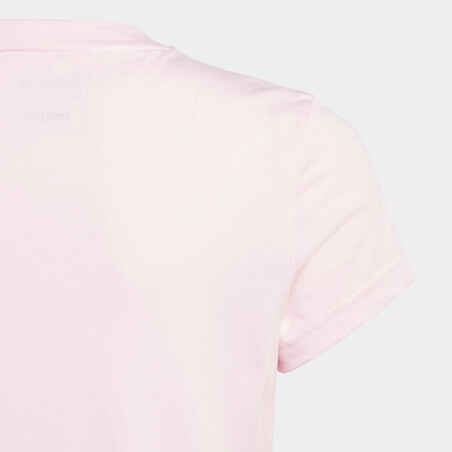 Mergaitiški marškinėliai, rožiniai su dideliu baltu logotipu