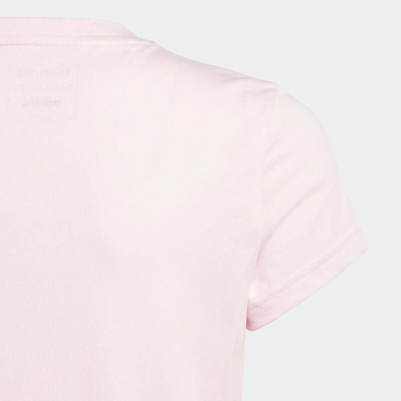 T-shirt de Ginástica Menina Rosa com Logótipo Branco