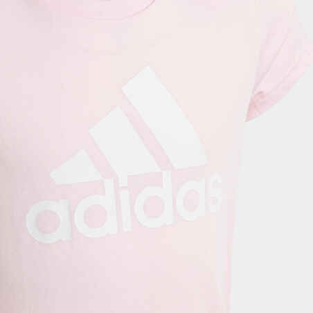 Mergaitiški marškinėliai, rožiniai su dideliu baltu logotipu
