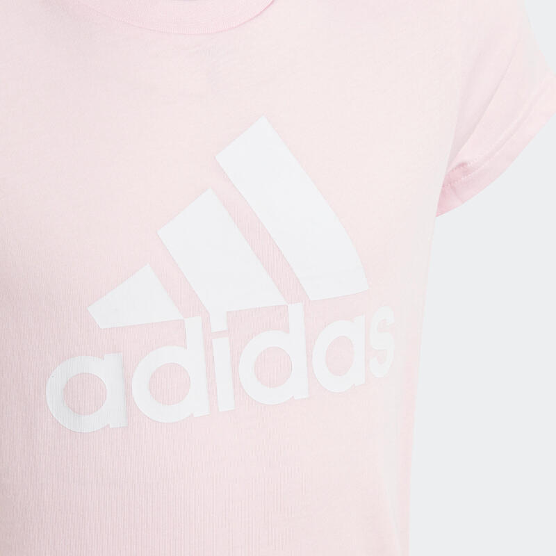 T-shirt ADIDAS bambina ginnastica regular fit cotone rosa-bianco
