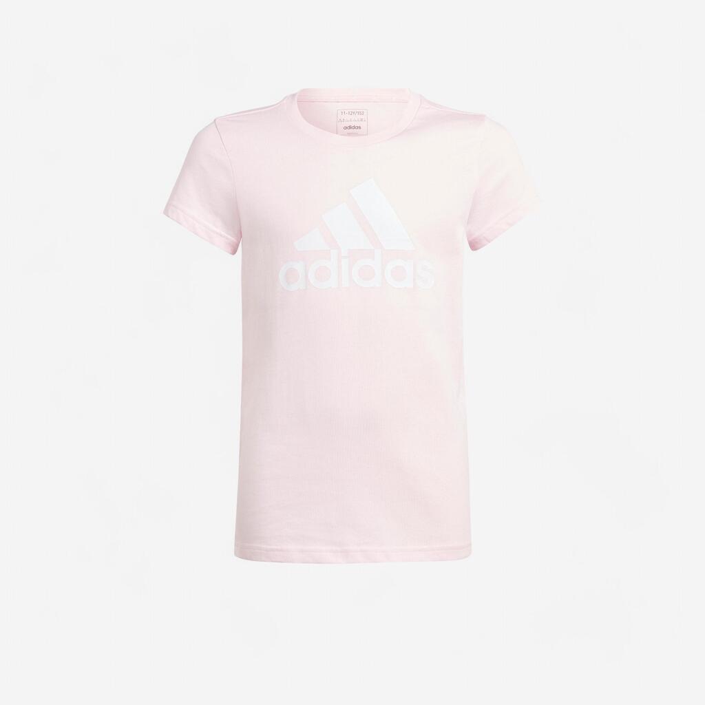 Dievčenské tričko na fitness Adidas bielo-ružové s logom