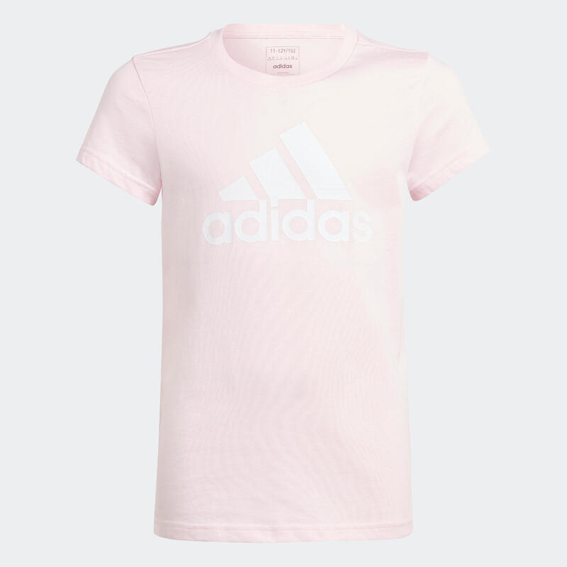 T-shirt voor gym meisjes roze met wit logo