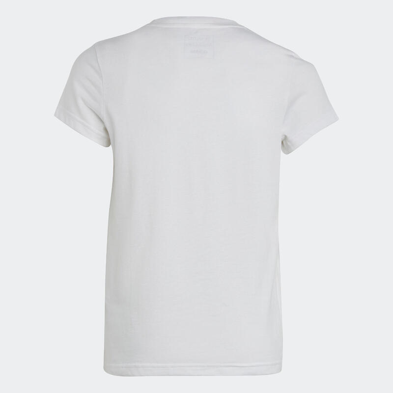 T-shirt de Ginástica Menina Branco com Logótipo Preto