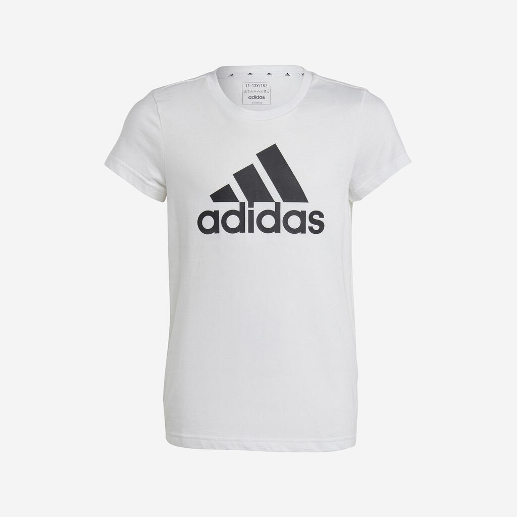Meiteņu T krekls, balts ar melnu logotipu