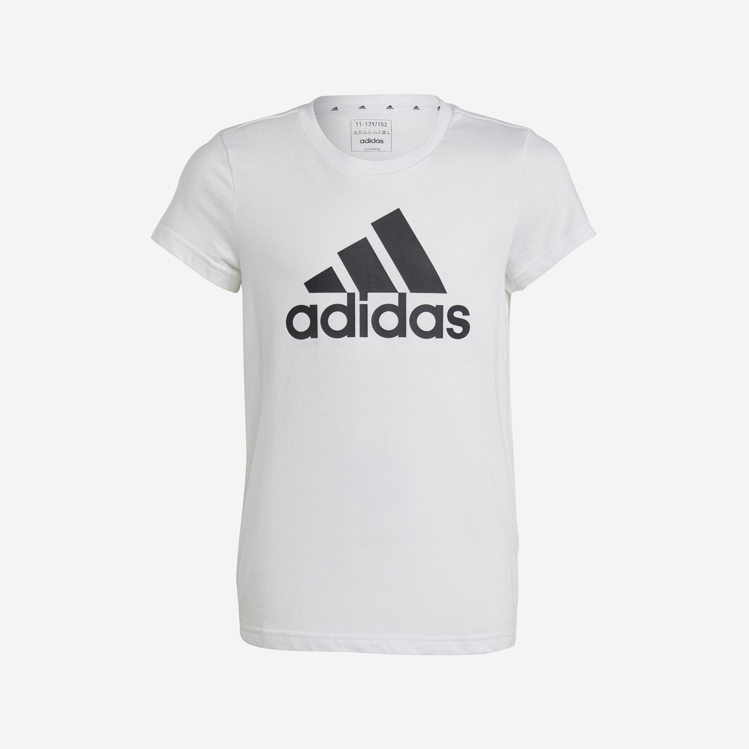 Girls' T-Shirt - White/Black Logo 1/5