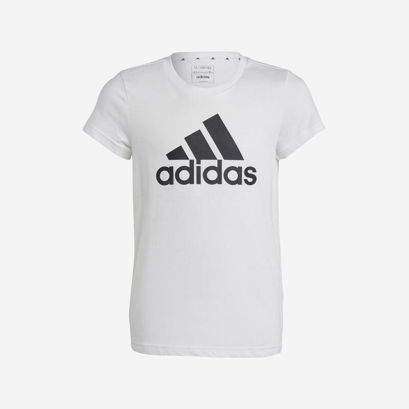 ADIDAS T-Shirt Mädchen - weiss mit schwarzem Logo 