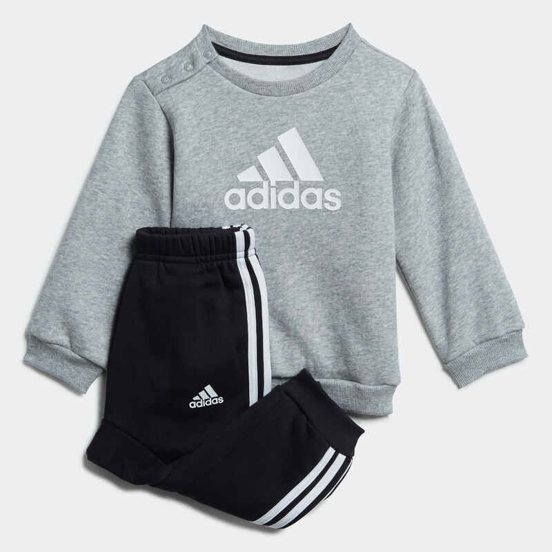 Adidas Trainingsanzug Baby grau/schwarz ADIDAS - DECATHLON